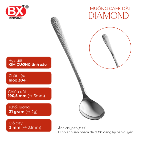 MUỖNG CÀ PHÊ DÀI DIAMOND (Set 6 cái)