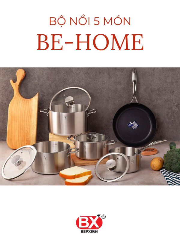 BỘ NỒI 5 MÓN BE-HOME 3 LỚP
