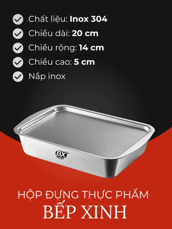HỘP ĐỰNG THỰC PHẨM INOX BẾP XINH ( TẶNG KÈM VỈ )