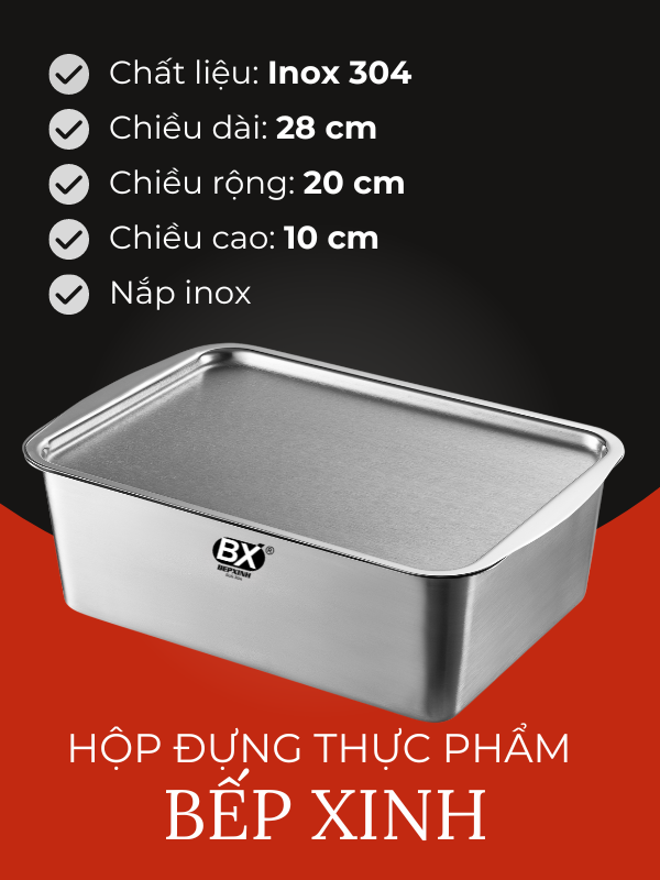 HỘP ĐỰNG THỰC PHẨM INOX BẾP XINH ( TẶNG KÈM VỈ )