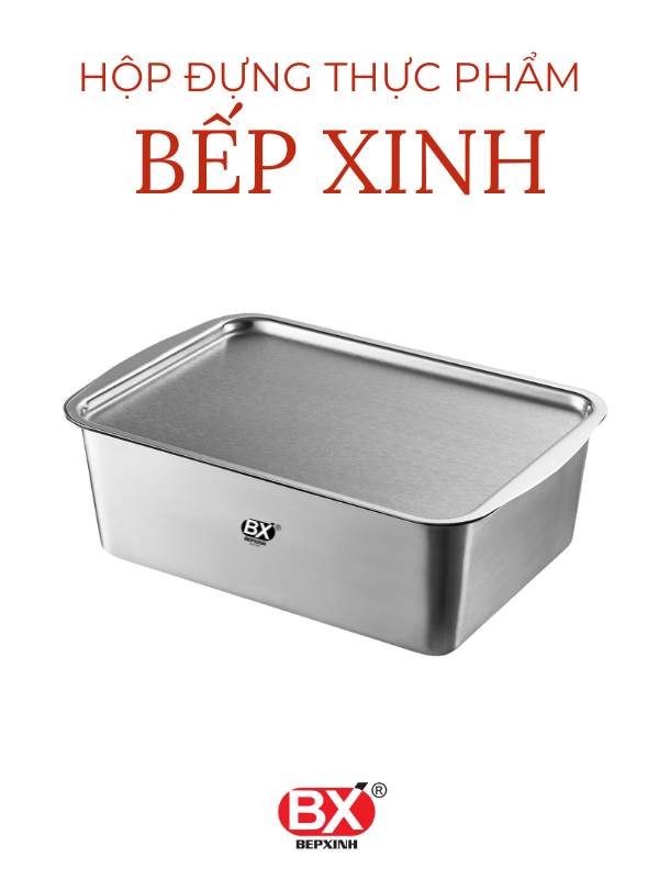 HỘP ĐỰNG THỰC PHẨM INOX BẾP XINH ( TẶNG KÈM VỈ )