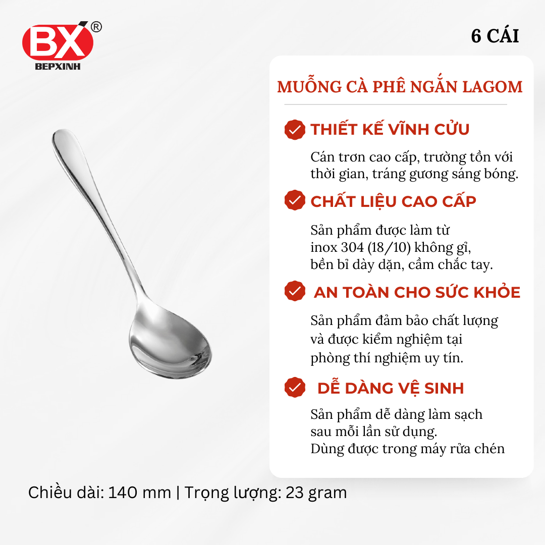 MUỖNG CÀ PHÊ NGẮN LAGOM (Set 6 cái)