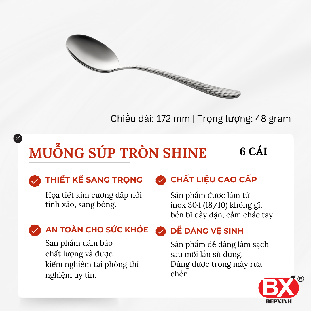 MUỖNG SÚP TRÒN SHINE (Set 6 cái)