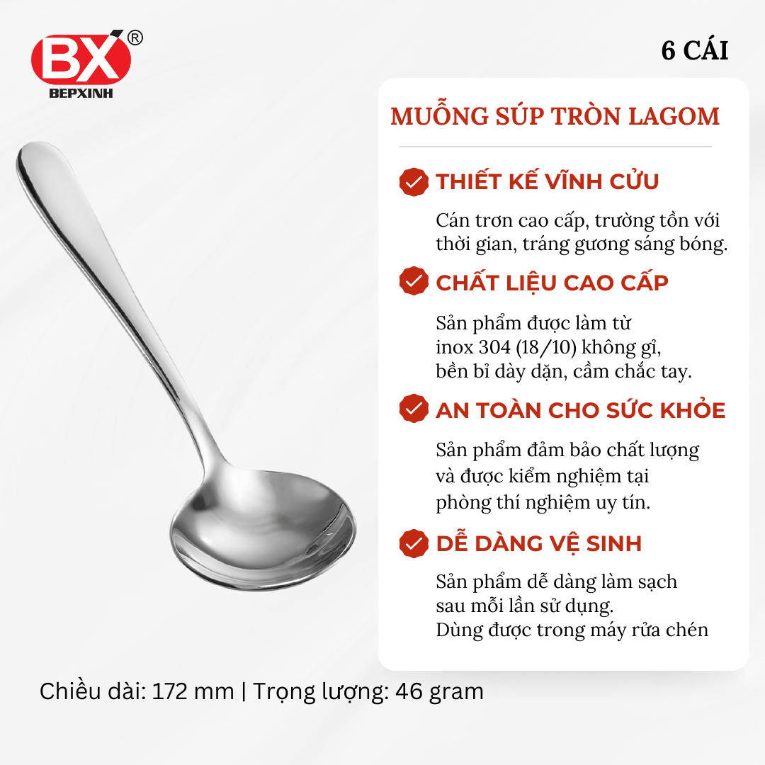 MUỖNG SÚP TRÒN LAGOM (Set 6 cái)