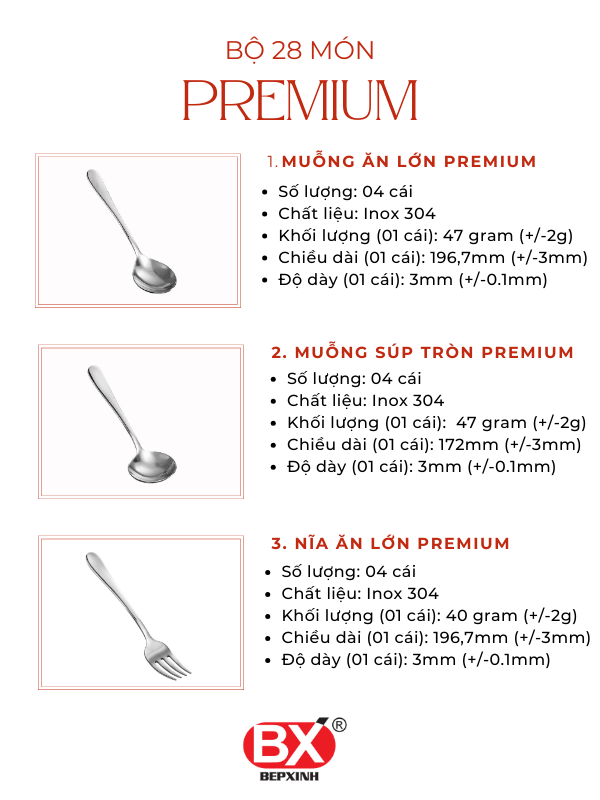 BỘ PREMIUM 28 MÓN (7 sản phẩm x 4 cái)