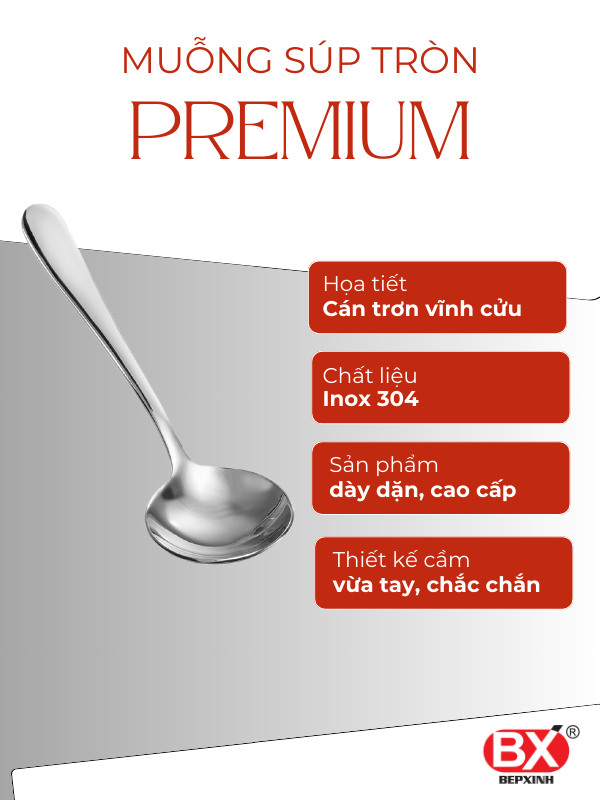 MUỖNG SÚP TRÒN PREMIUM (Set 6 cái)