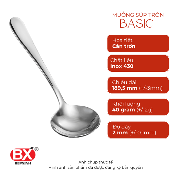 MUỖNG SÚP TRÒN BASIC (Set 6 cái)