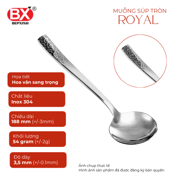 MUỖNG SÚP TRÒN ROYAL HOA VĂN (Set 6 cái)