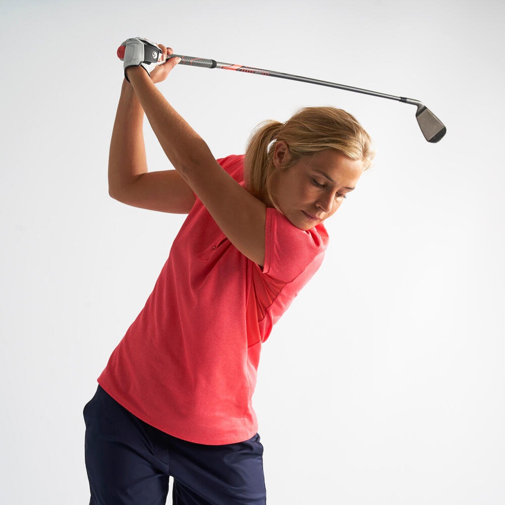 ÁO THUN POLO NGẮN TAY CHƠI GOLF TRONG THỜI TIẾT ẤM ÁP CHO NỮ MÀU HỒNG DÂU