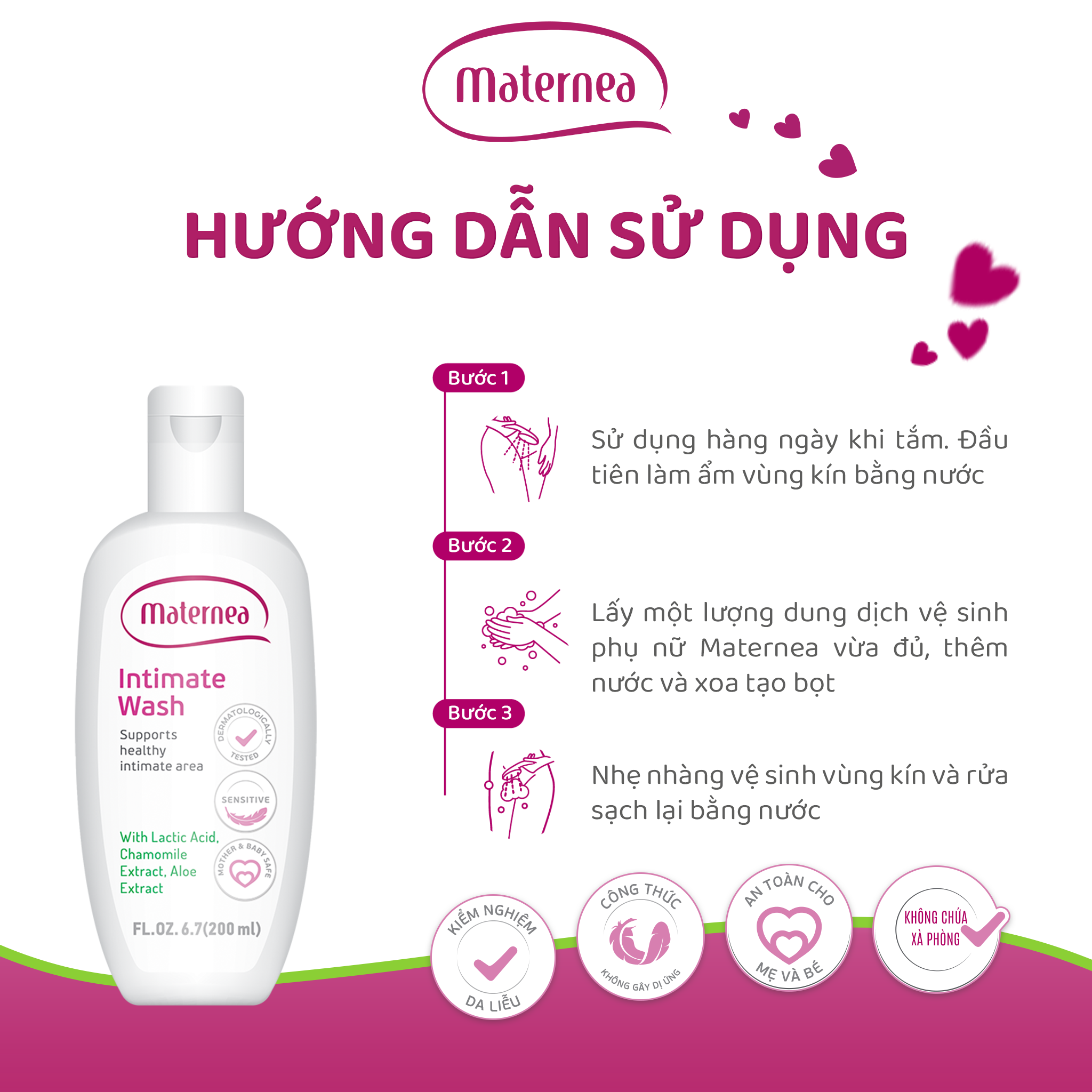 Dung dịch vệ sinh phụ nữ Maternea Intimate Wash an toàn dịu nhẹ, dùng được cho mẹ bầu từ tháng đầu tiên