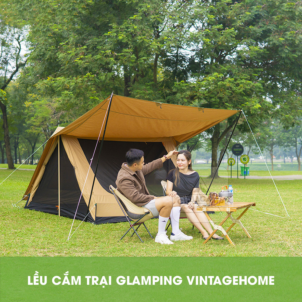 Lều cắm trại VintageHome 4P vải TC 200G chống mưa