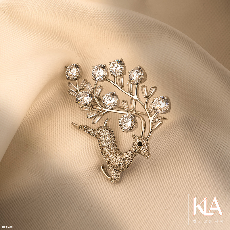Trâm Cài Áo Cao Cấp KLA Luxury Gifts KLA457 Hình Tuần Lộc Đính Đá Moissanite Lấp Lánh
