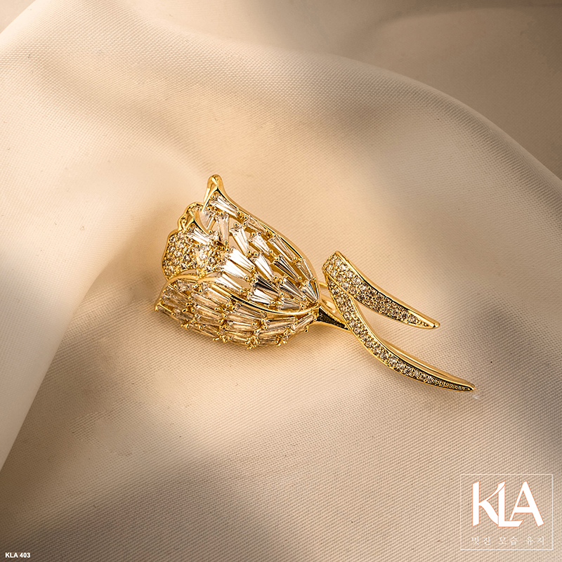 Trâm Cài Áo Cao Cấp KLA Luxury Gifts KLA403 Hình Hoa Tuylip Vàng Đính Đá Moissanite Lấp Lánh