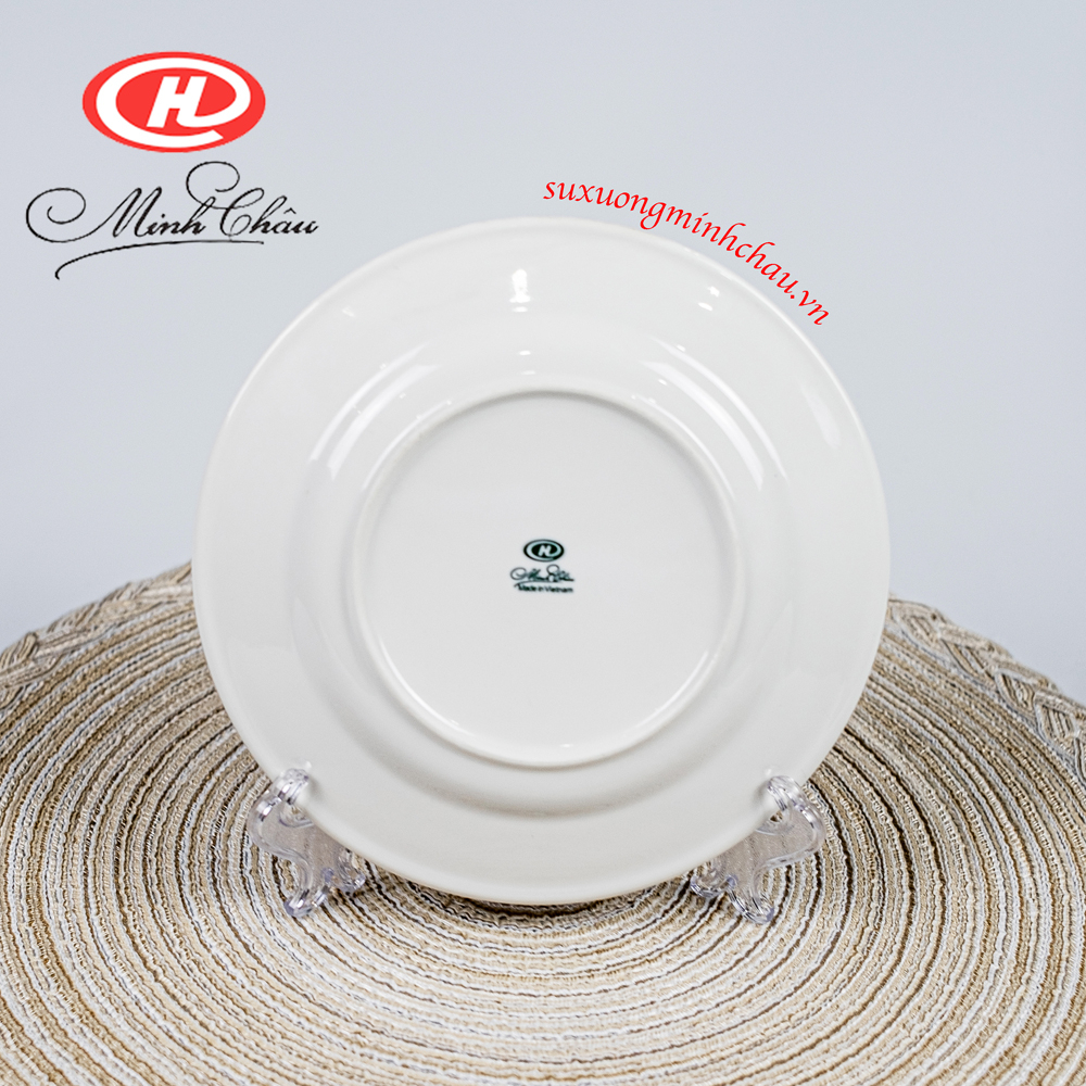 Đĩa Tròn Cạn Sứ Minh Châu Cao Cấp Viền Vàng 12K [NHIỀU SIZE]