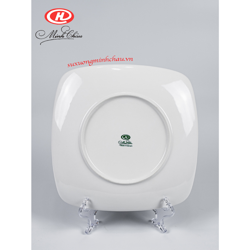 Đĩa Vuông Sứ Minh Châu Cao Cấp Trắng Trơn Nhiều Size