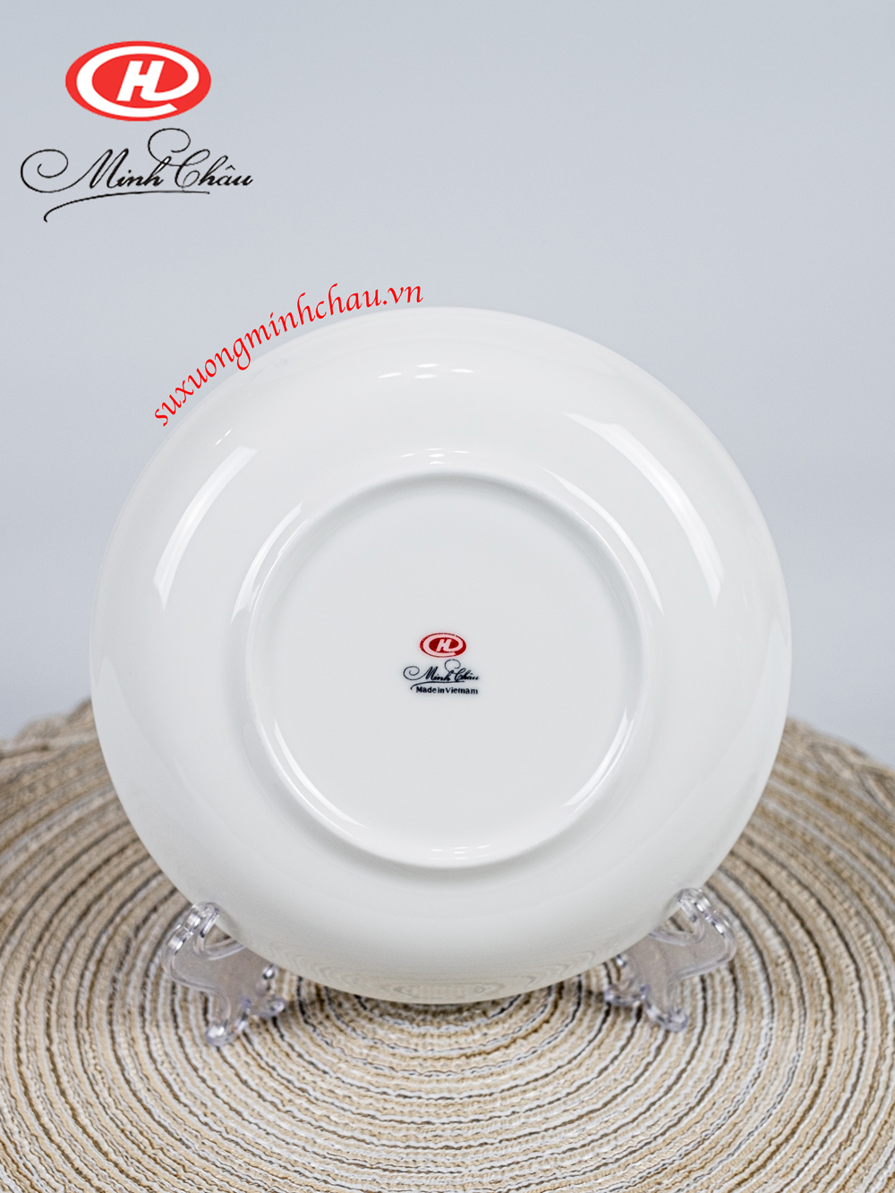 Đĩa Sứ Minh Châu Cao Cấp Sứ Siêu Nhẹ Bone Viền Vàng Và Trắng