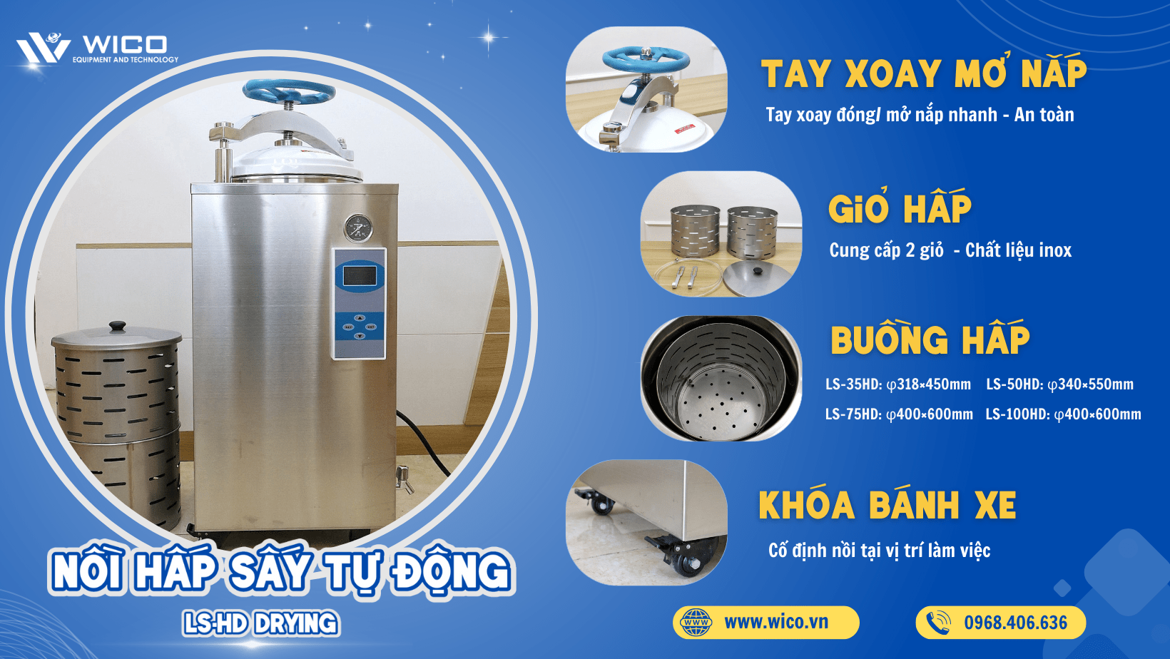 Cấu tạo nồi hấp Jibimed LS-100HD