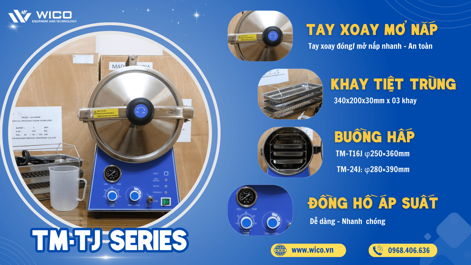 Cấu tạo nồi hấp tiệt trùng Jibimed TM-16J