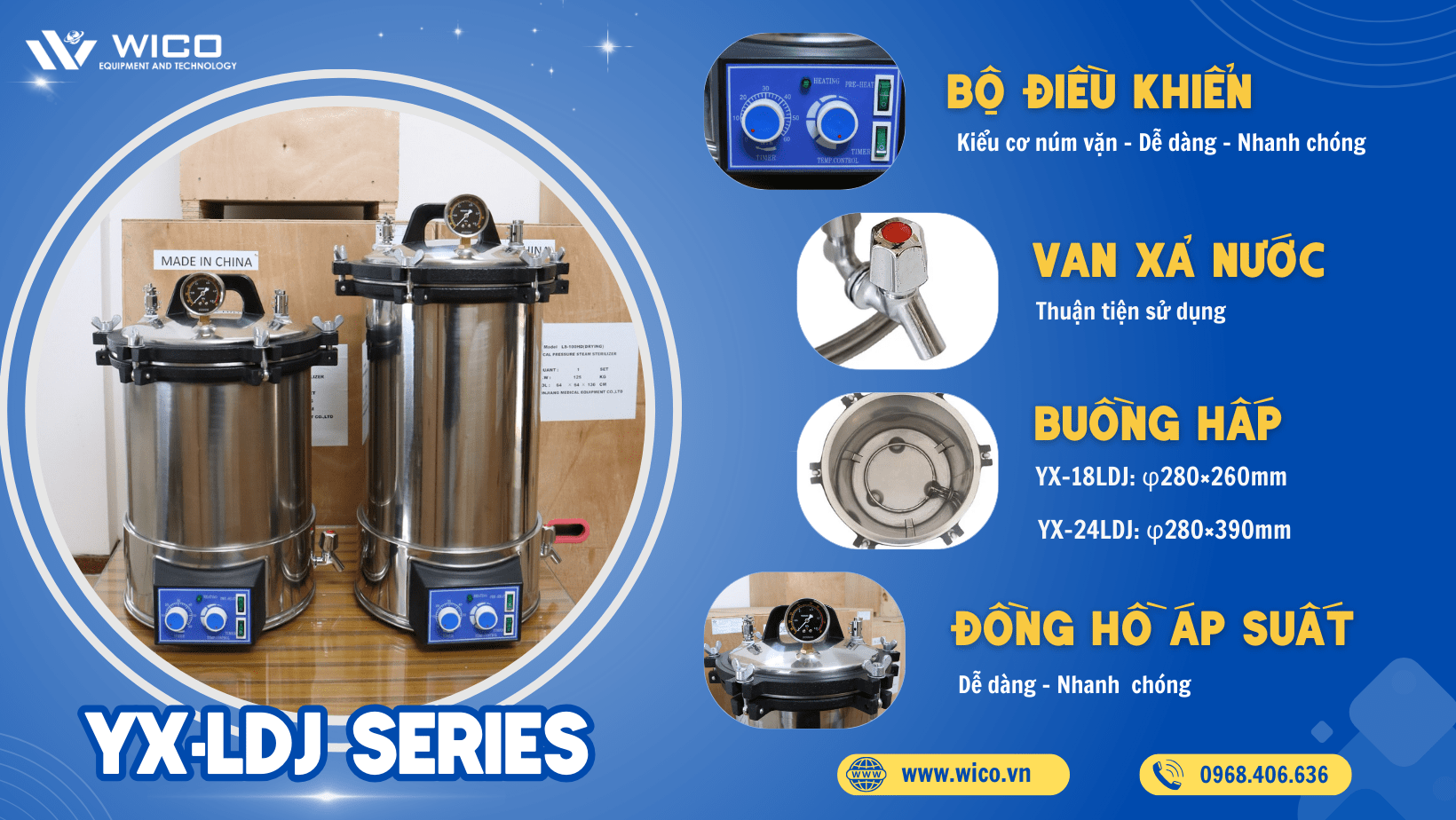 Cấu tạo nồi hấp tiệt trùng Jibimed YX-18LDJ