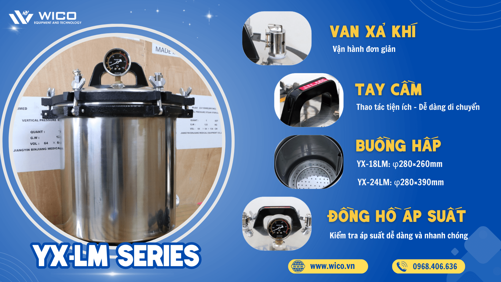 Cấu tạo nồi hấp tiệt trùng Jibimed YX-24LM