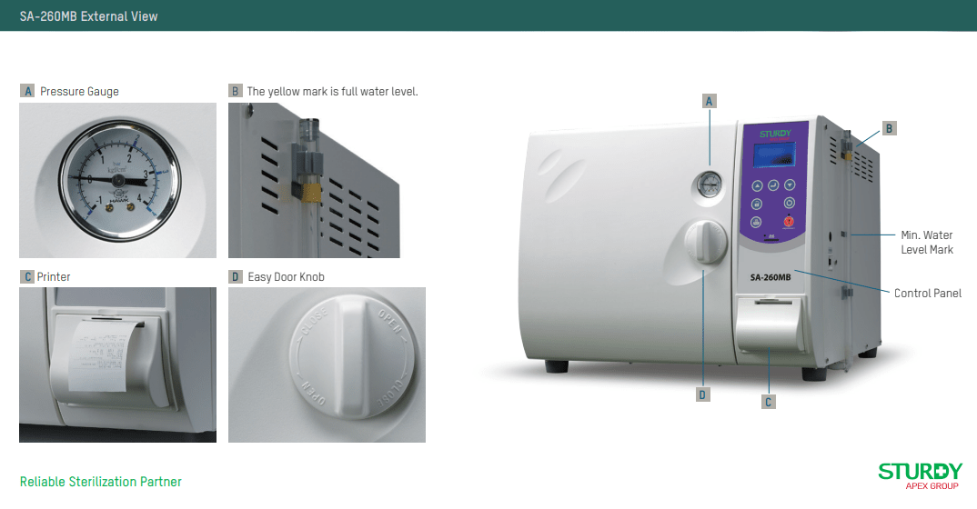 Chi tiết nồi hấp tiệt trùng Sturdy SA-260MB