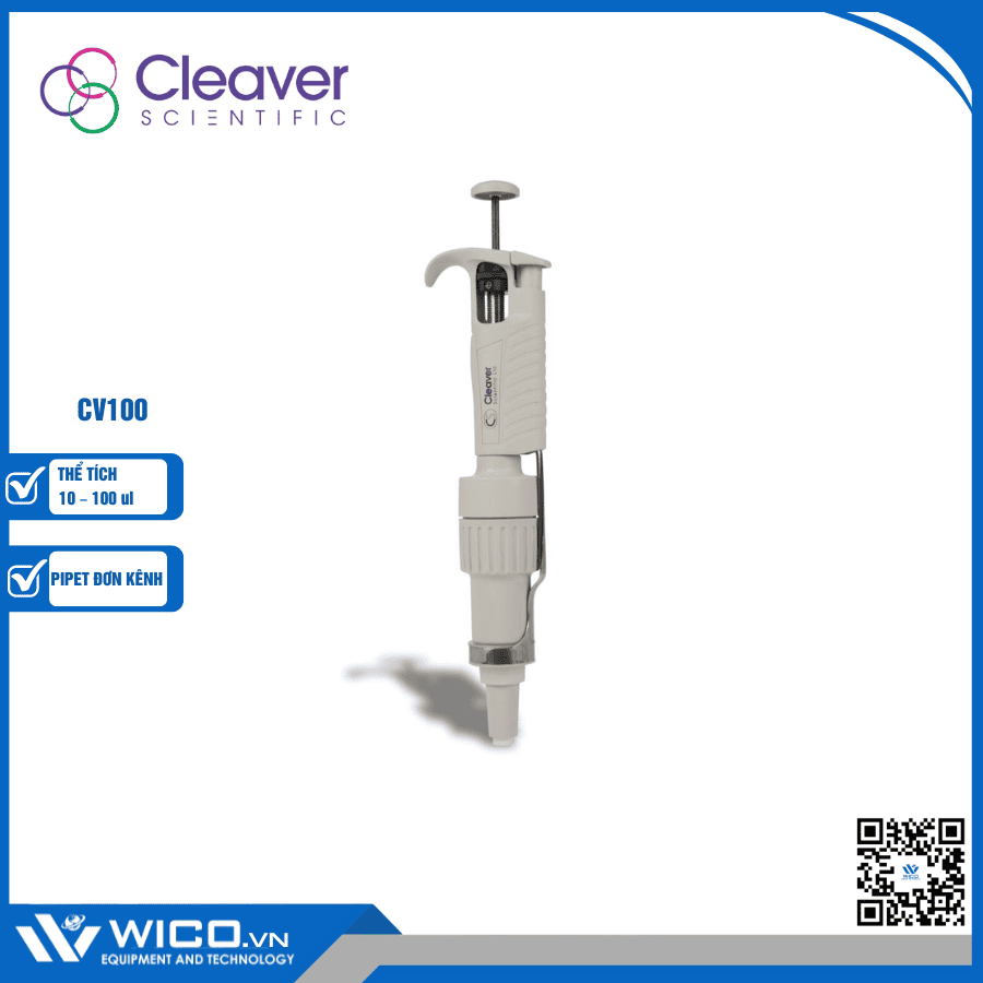 Pipet đơn kênh thay đổi thể tích Cleaver Scientific CV100 (10 - 100 ul)