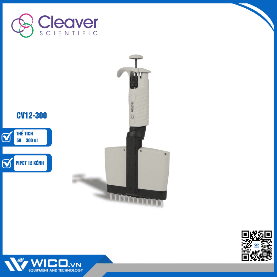 Pipet 12 kênh thay đổi thể tích Cleaver Scientific CV12-300 (50 – 300 ul)