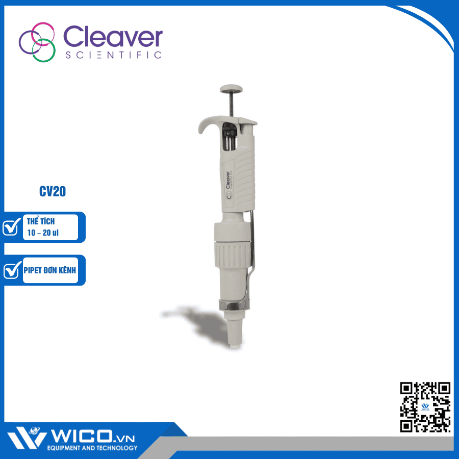 Pipet đơn kênh thay đổi thể tích Cleaver Scientific CV20 (2 - 20 ul)