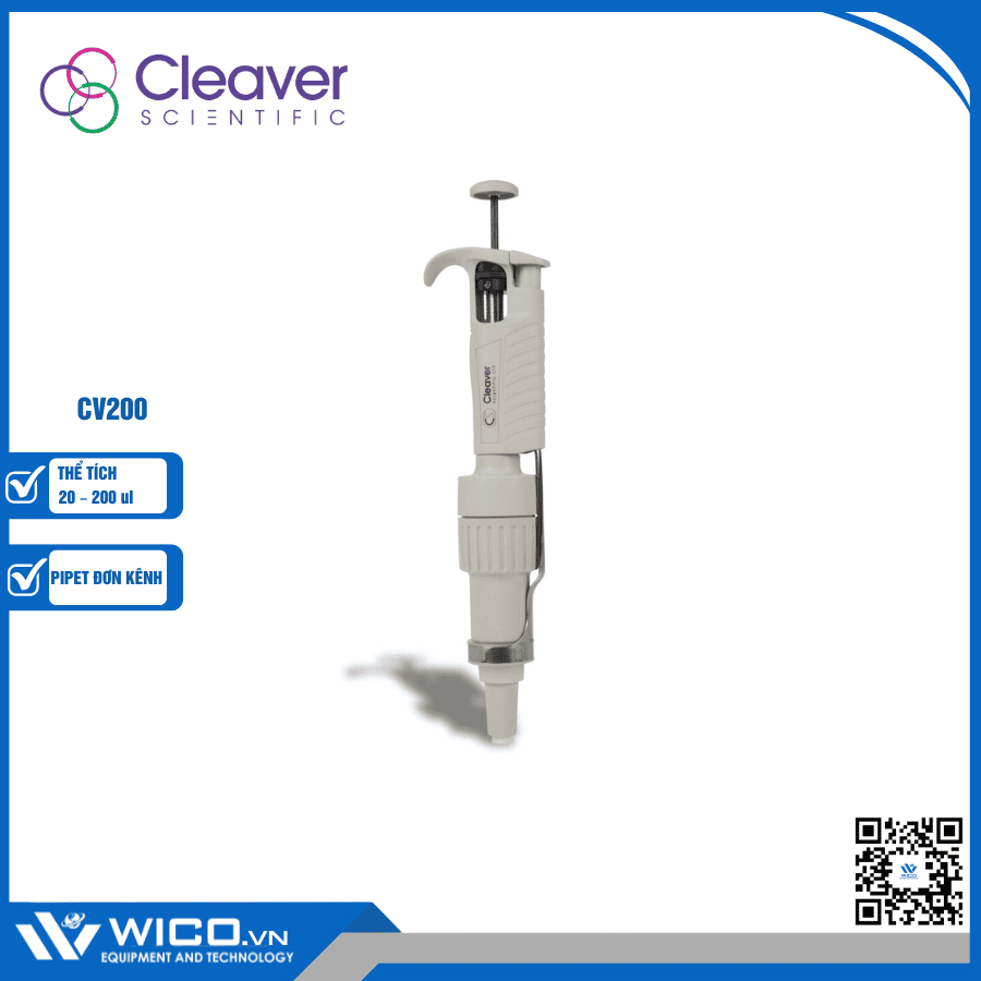Pipet đơn kênh thay đổi thể tích Cleaver Scientific CV200 (20 - 200 ul)