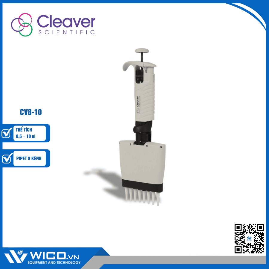 Pipet 8 kênh thay đổi thể tích Cleaver Scientific CV8-10 (0.5 – 10 ul)