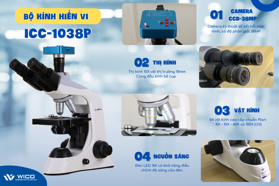Bộ Kính Hiển Vi Kết Nối Máy Tính ICC-1038P | Camera 38MP