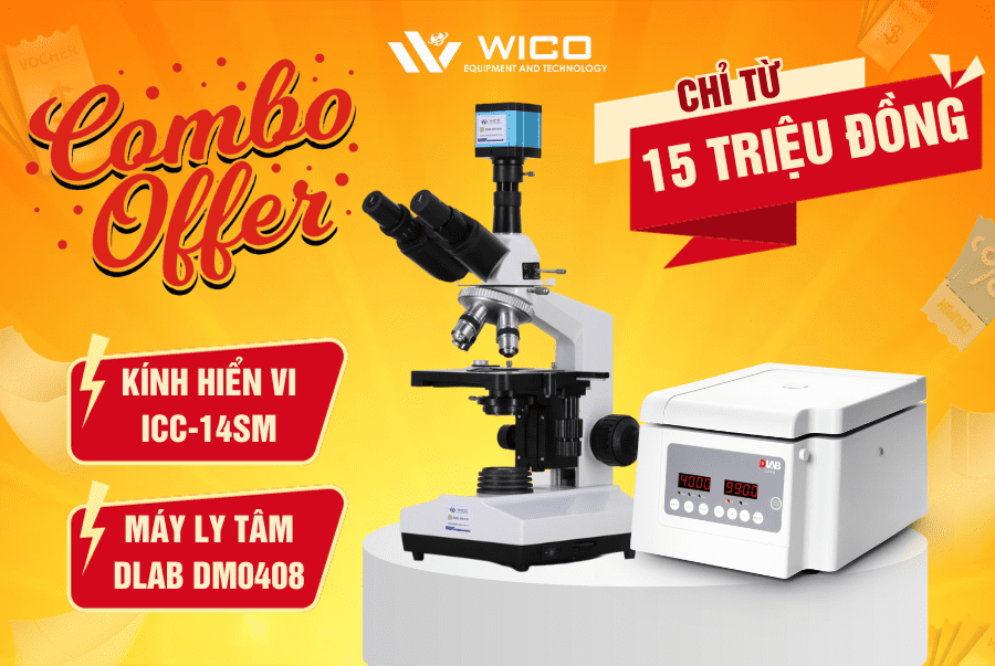 Combo Kính Hiển Vi ICC-14SM Và Máy Ly Tâm DM0408 | Khoảng 15 Triệu