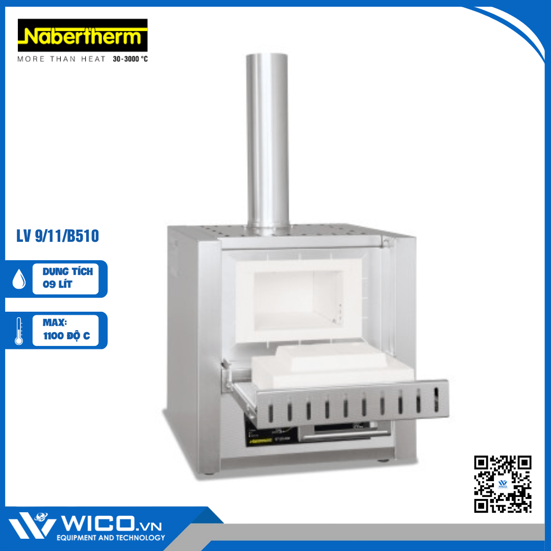 Lò Nung Đốt Tro 1100 Độ Nabertherm 9 Lít LV 9/11/B510