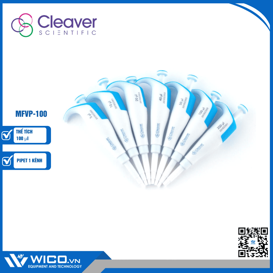 Pipet đơn kênh thể tích cố định Cleaver Scientific MFVP-100 (100 ul)