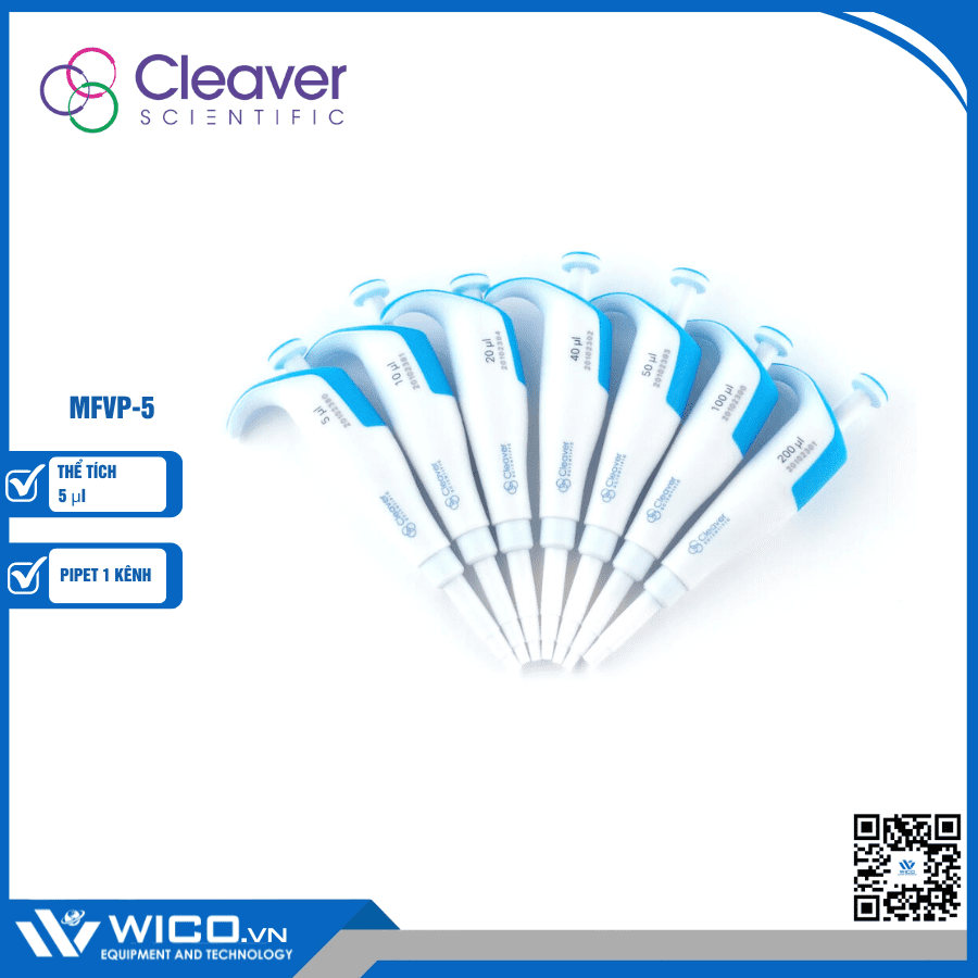 Pipet đơn kênh thể tích cố định Cleaver Scientific MFVP-5 (5 ul)