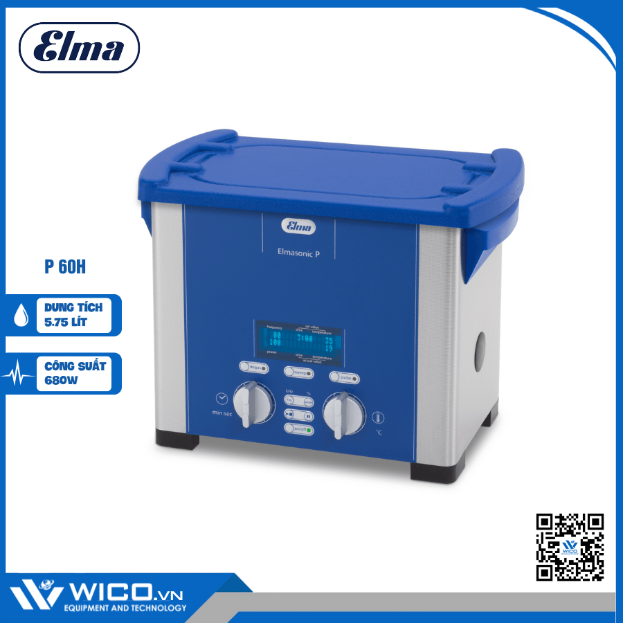 Bể rửa siêu âm 2 tần số Elma p60h