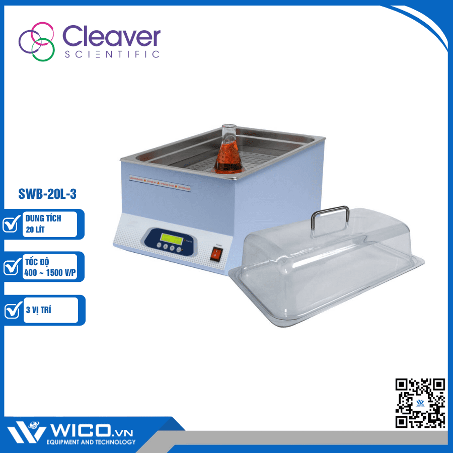 Bể điều nhiệt có khuấy từ 3 vị trí Cleaver Scientific SWB-20L-3 (20 lít)