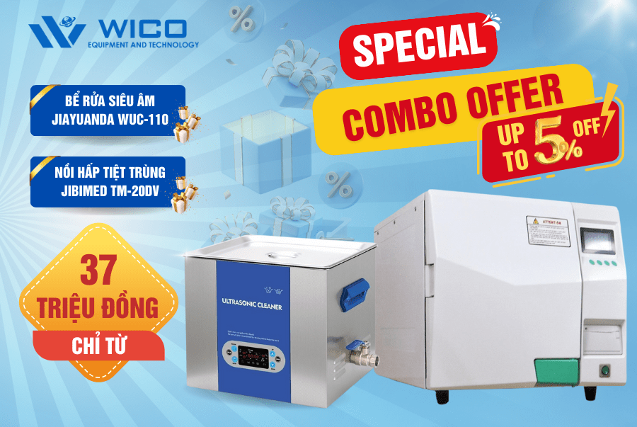 Combo Nồi hấp tiệt trùng Jibimed TM-20DV Và Bể rửa siêu âm WUC-110