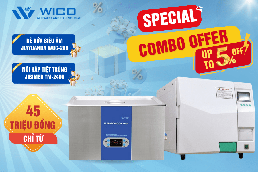 Combo Nồi hấp tiệt trùng Jibimed TM-20DV Và Bể rửa siêu âm WUC-200