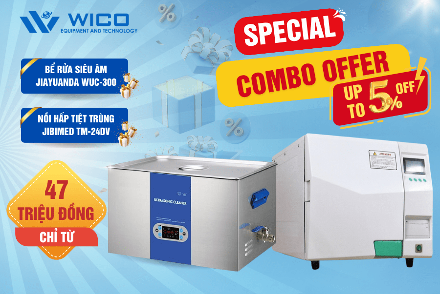 Combo Nồi hấp tiệt trùng Jibimed TM-24DV Và Bể rửa siêu âm WUC-300