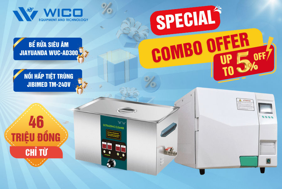 Combo Nồi hấp tiệt trùng Jibimed TM-24DV Và Bể rửa siêu âm WUC-32