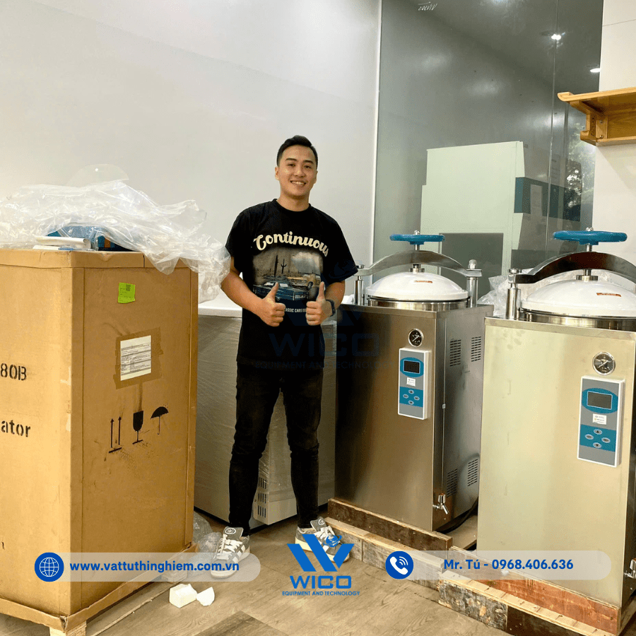 Bàn giao Nồi hấp tiệt trùng Jibimed LS-75HD tại phòng nuôi cấy ở Hà Nội