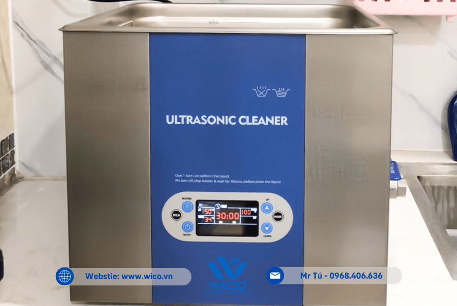 Kiểm tra và chạy thử Bể rửa siêu âm WUC-200 tại phòng lab tại Thanh Hóa