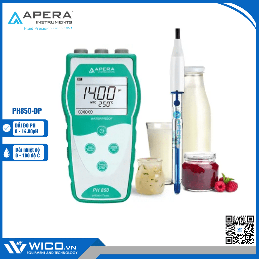 Máy đo pH/mV/nhiệt độ trong sữa/ thực phẩm lỏng PH850-DP Apera - Mỹ