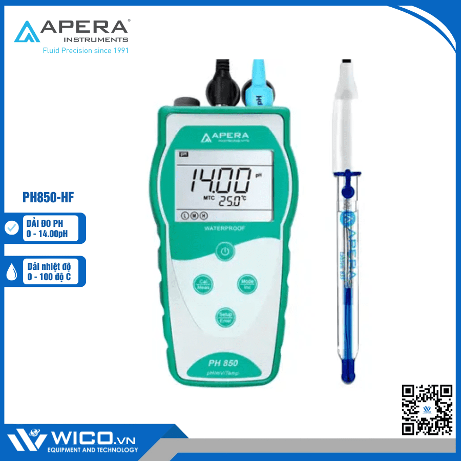Máy đo pH/mV/nhiệt độ trong axit/ HF PH850-HF Apera - Mỹ