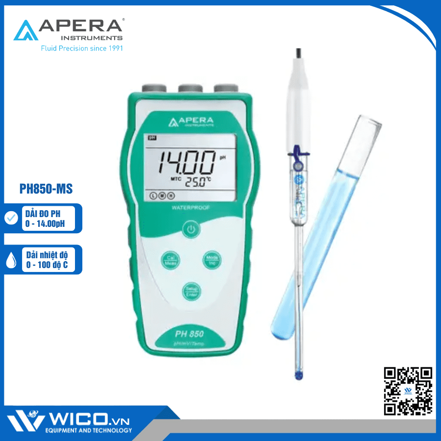 Máy đo pH/mV/nhiệt độ đo mẫu trong ống nghiệm PH850-MS Apera - Mỹ