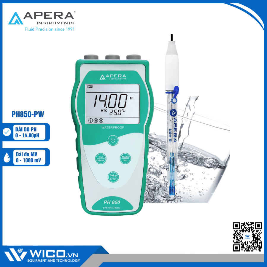 Máy đo pH/mV/nhiệt độ trong nước sạch PH850-PW Apera - Mỹ