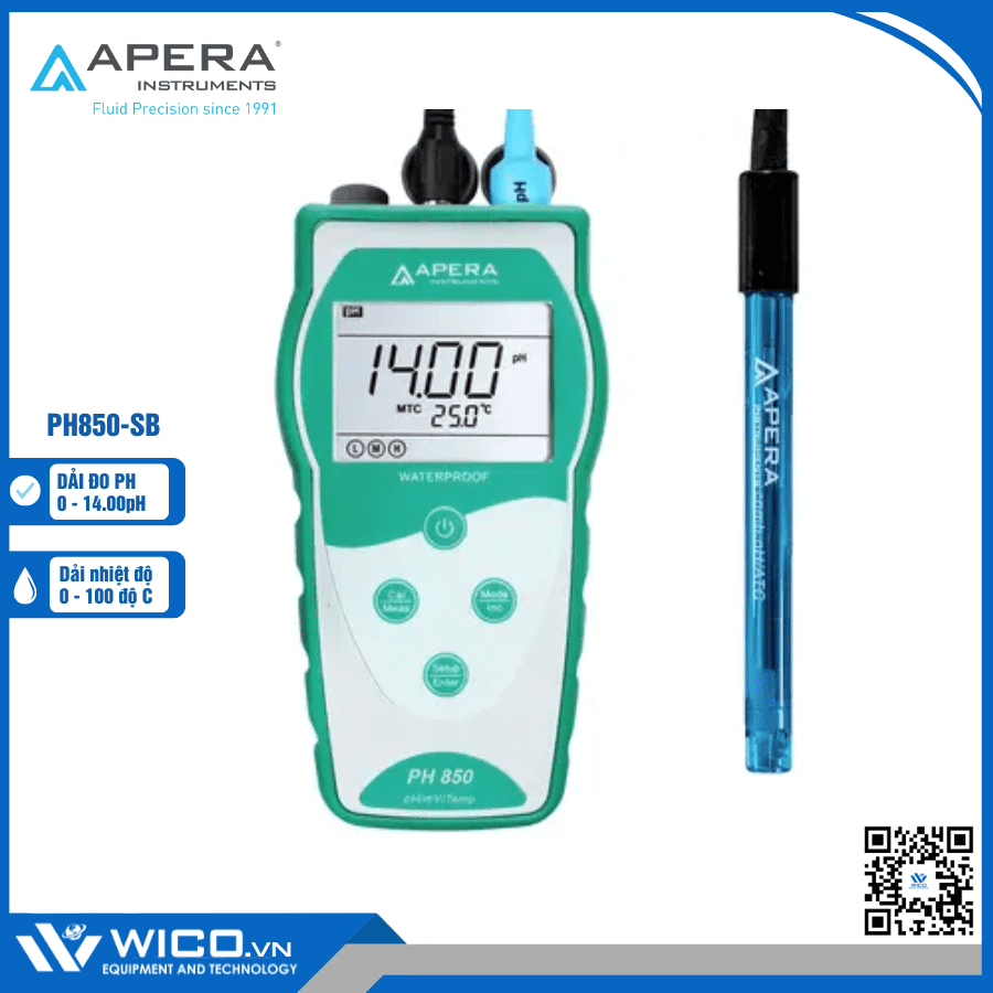 Máy đo pH/mV/nhiệt độ trong bazo/ kiềm PH850-SB Apera - Mỹ