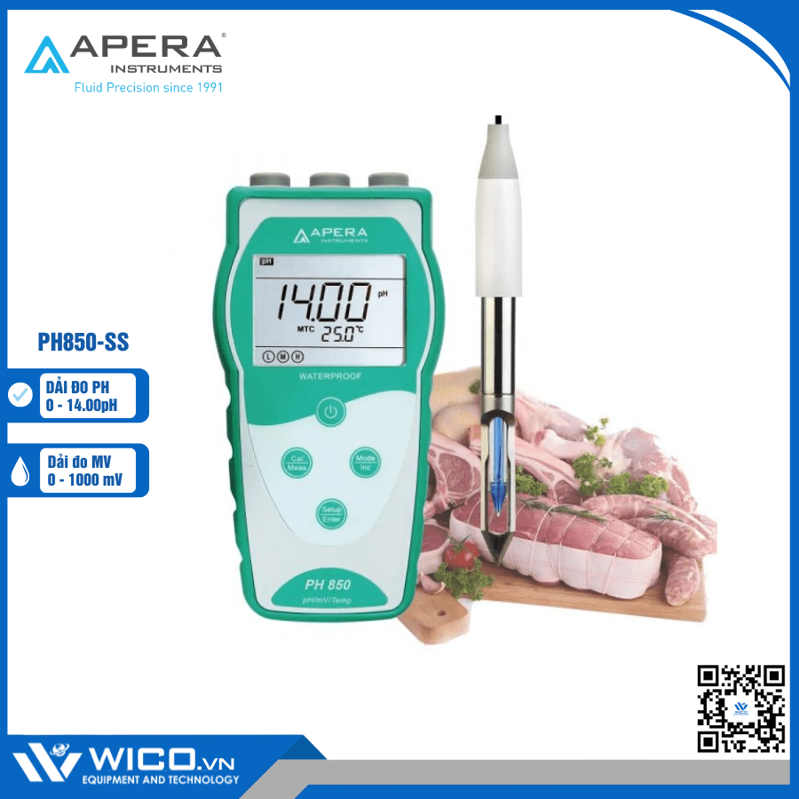 Máy đo pH/mV/nhiệt độ trong thực phẩm PH850-SS Apera - Mỹ