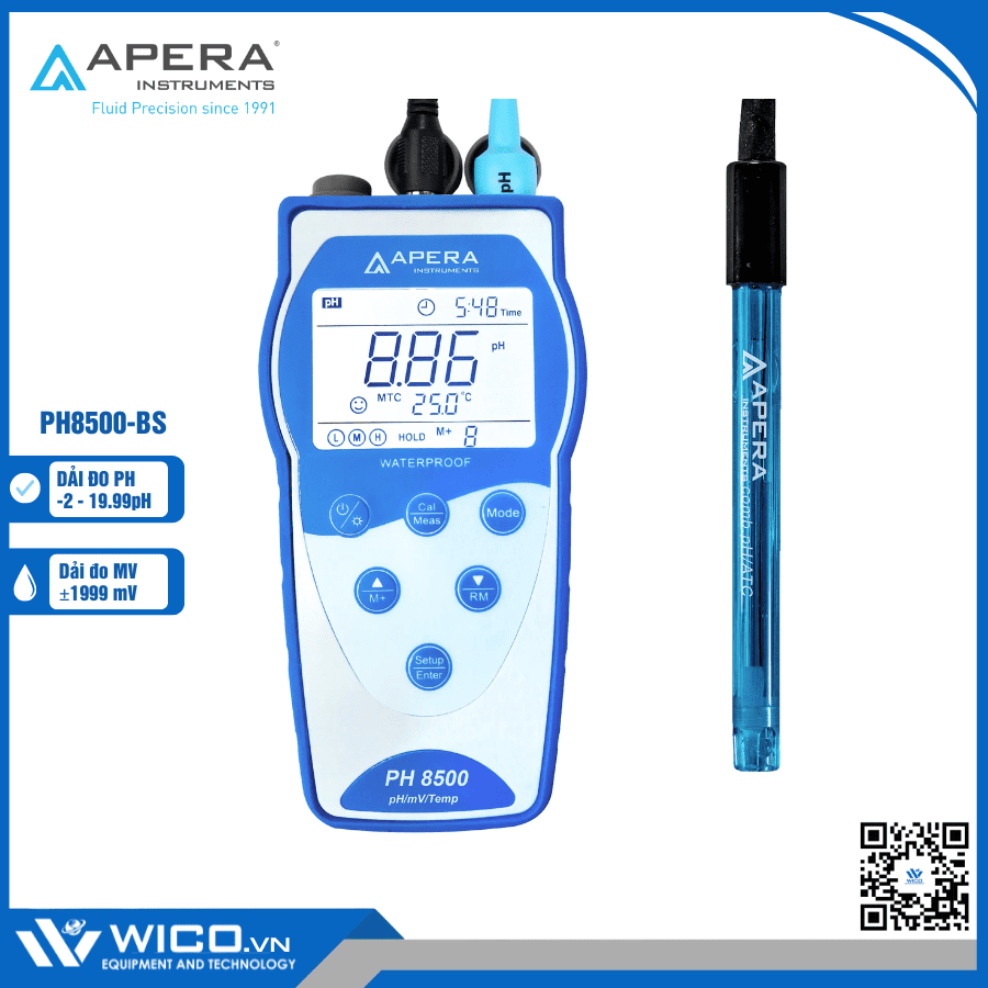 Máy đo pH/mV/nhiệt độ trong thực phẩm PH8500-BS Apera - Mỹ